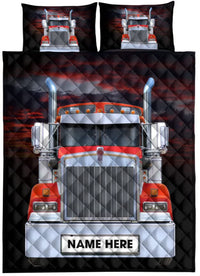 Thumbnail for Custom Quilt Sets Red Truck Love Trucker Truck Driver Premium Quilt Bedding for Boys Girls Men Women