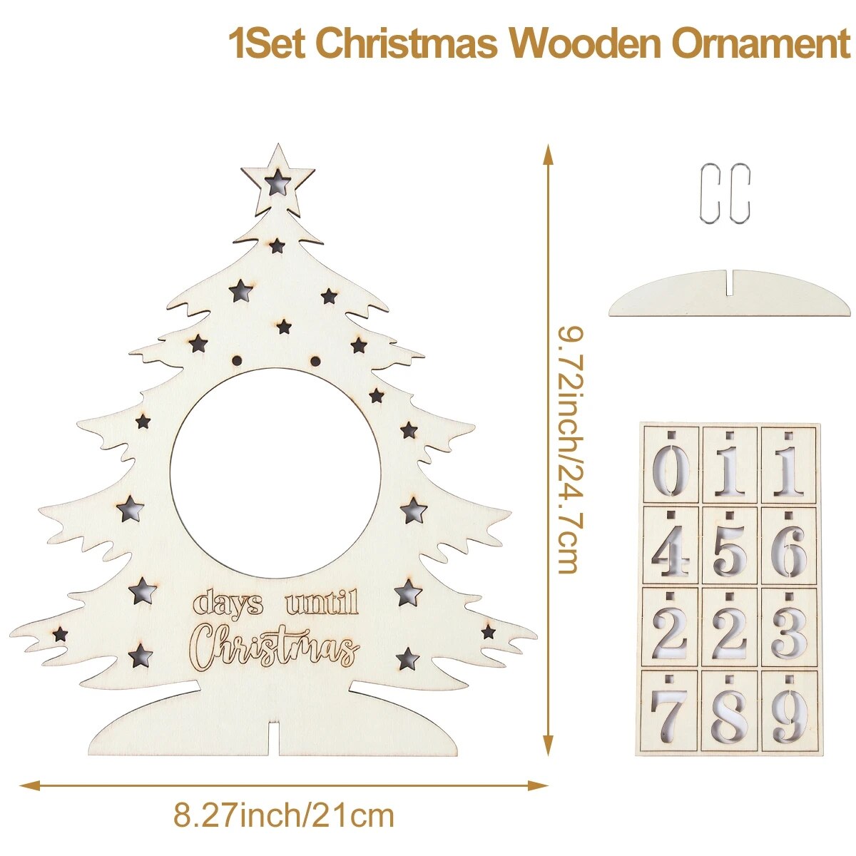 Wooden Xmas Tree House Advent Calendar: Countdown Table Ornament for Christmas Home Decor and New Year Presents