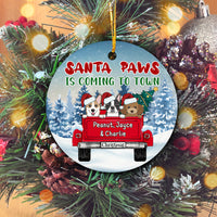 Thumbnail for Custom Dog Ornaments Santa Paws Is Coming To Town Personalized Dog Christmas Premium Ceramic Ornaments Sets