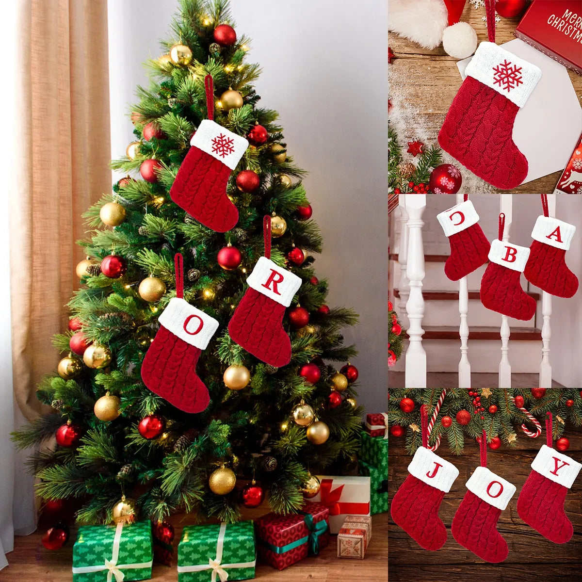 Personalized Custom Socks Snowflake and Letter Knitted Christmas Socks Home Decor and Xmas Tree Ornament Perfect for Navidad and Natal 2024 Gifts