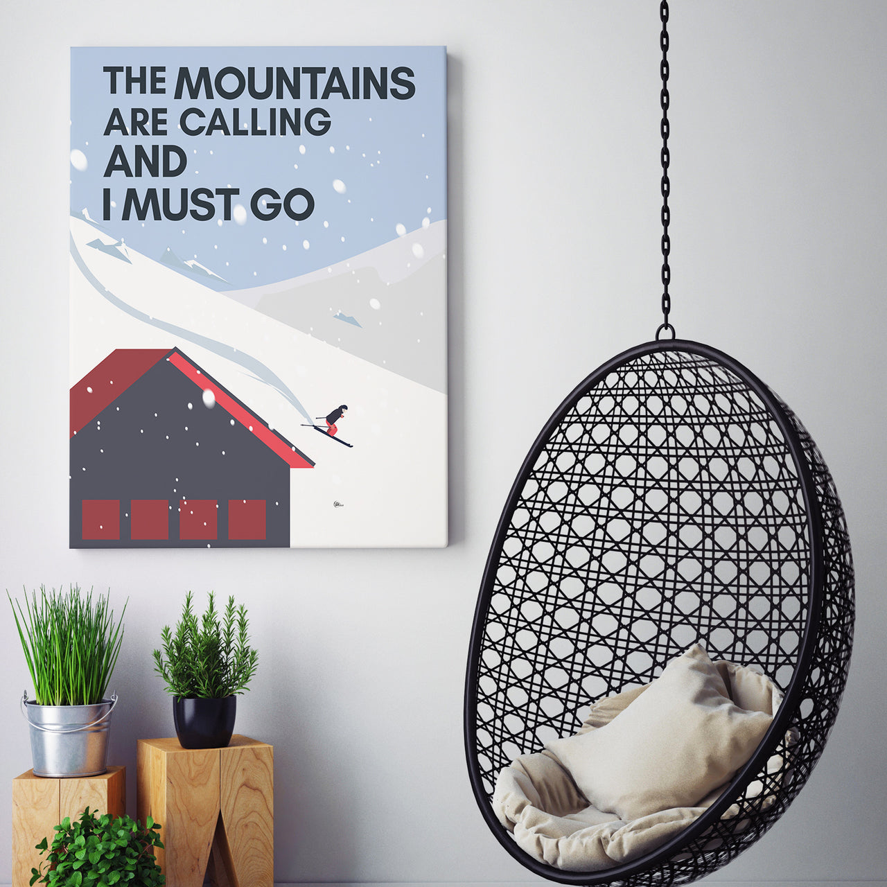 Skiing Skii Custom Canvas Art The Mountains Are Calling I Must Go Canvas Print Wall Art for Boy Girl Men Women