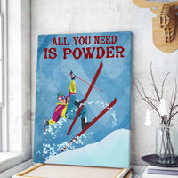 Thumbnail for Skiing Vintage Retro All You Need Is Powder Hanging Canvas Print Wall Art for Boy Girl Men Women Personalized Canvas Art