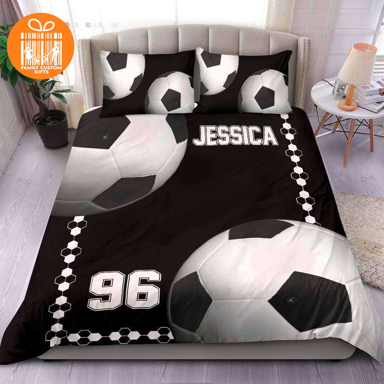 Custom Quilt Sets for Kids Teens Adult 3D Soccer Personalized Quilt Bedding