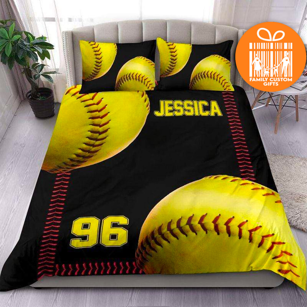 Custom Quilt Sets for Kids Teens Adult Vintage Softball Personalized Quilt Bedding