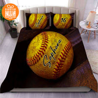 Thumbnail for Comforter Vintage Softball 1 Custom Bedding Set for Kids Teens Adult Personalized Premium Bed Set