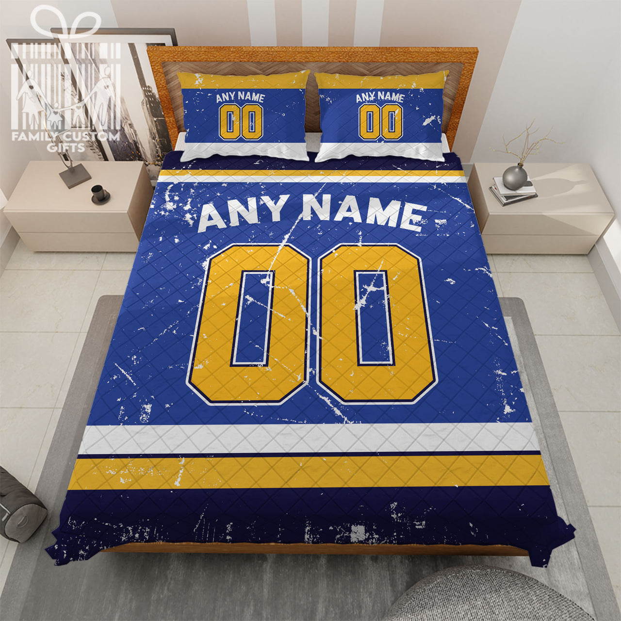 Custom Quilt Sets  St. Louis Jersey Personalized Ice hockey Premium Quilt Bedding for Men Women