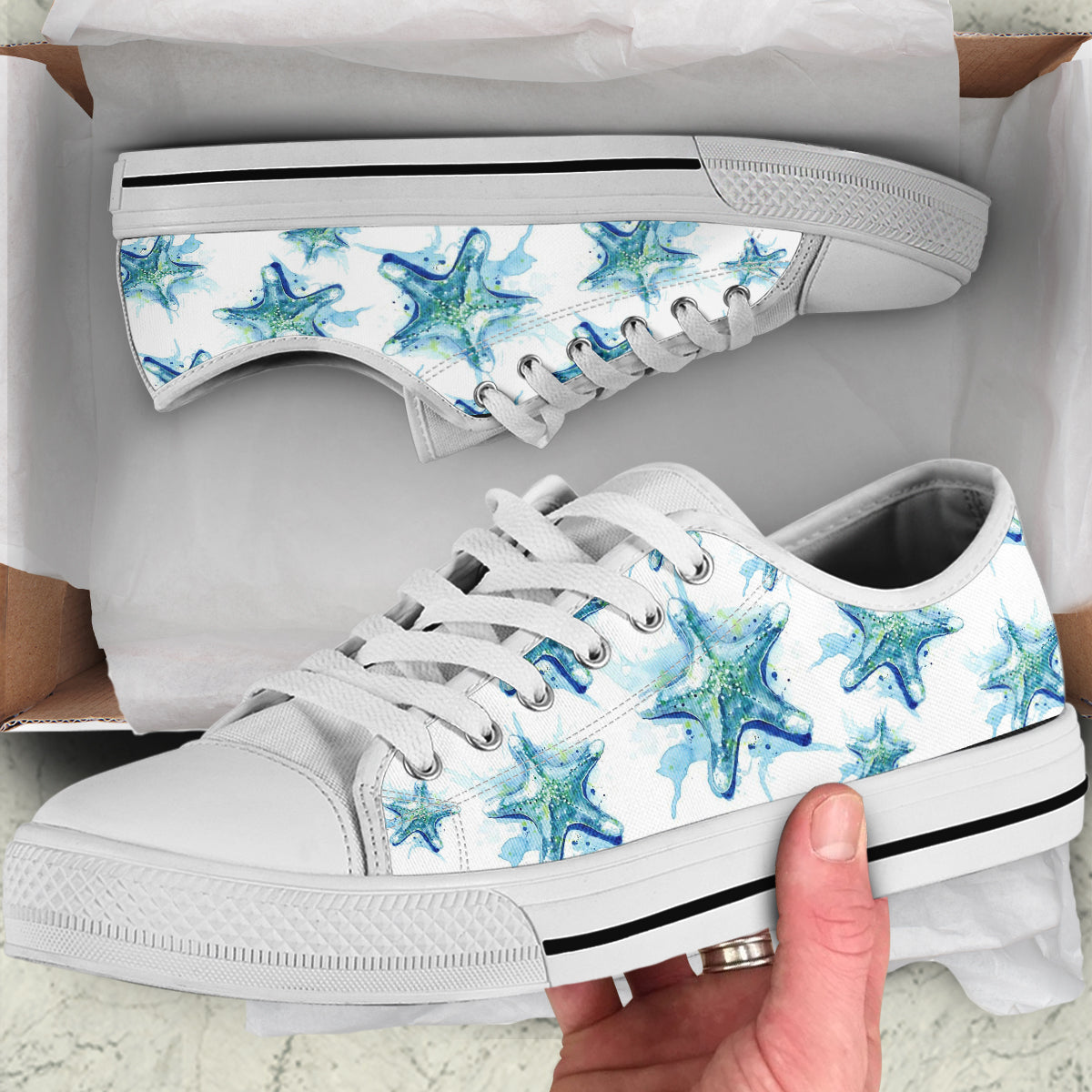 Starfish Low Cut Canvas Shoes for Men Women 3D Prints Fashion Sneakers Custom Shoes