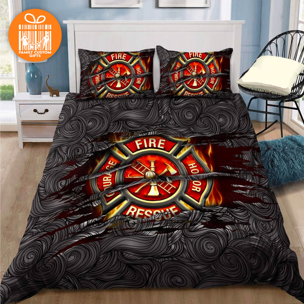 Comforter Fire Department Fire Fighters Custom Bedding Set for Kids Teens Adult Personalized Premium Bed Set
