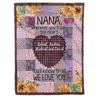 Thumbnail for Personalized Custom Grandma Grandkids Names Mothers Day Fleece Sherpa Blankets Present for Nana Mimi Gigi Grandmother (Sewing Flower 01)