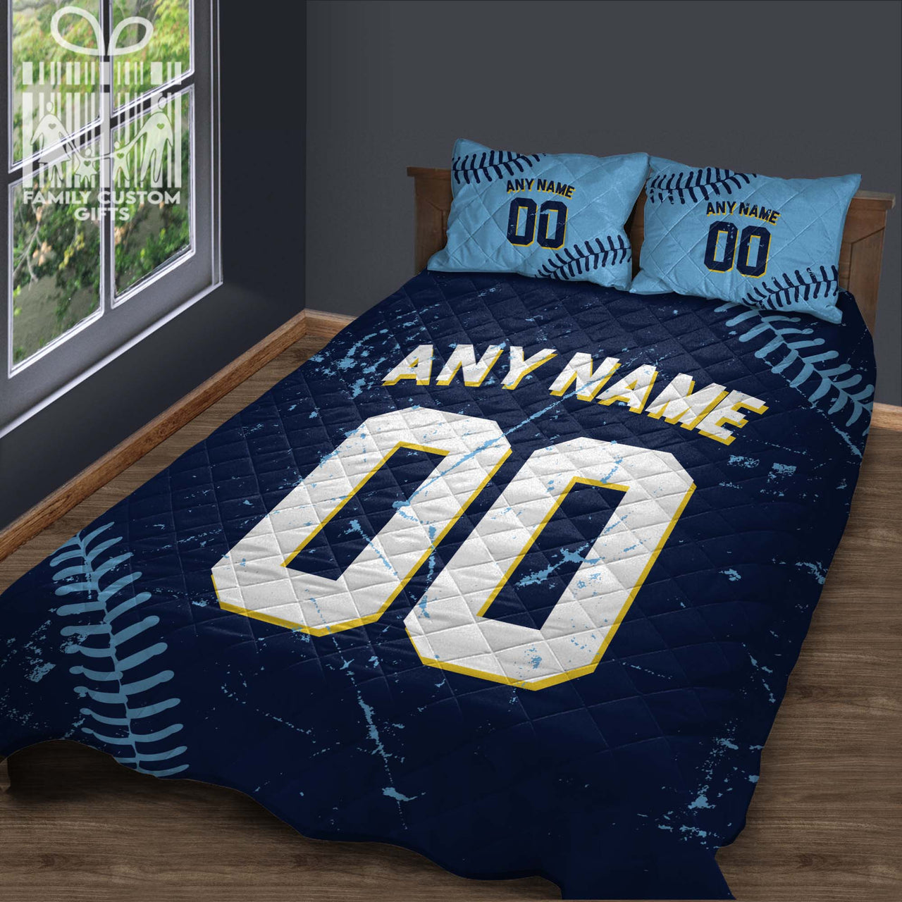 Custom Quilt Sets Tampa Bay Jersey Personalized Baseball Premium Quilt Bedding for Men Women