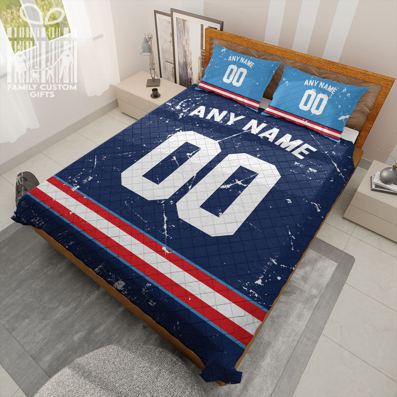 Custom Quilt Sets Tennessee Jersey Personalized Football Premium Quilt Bedding for Men Women