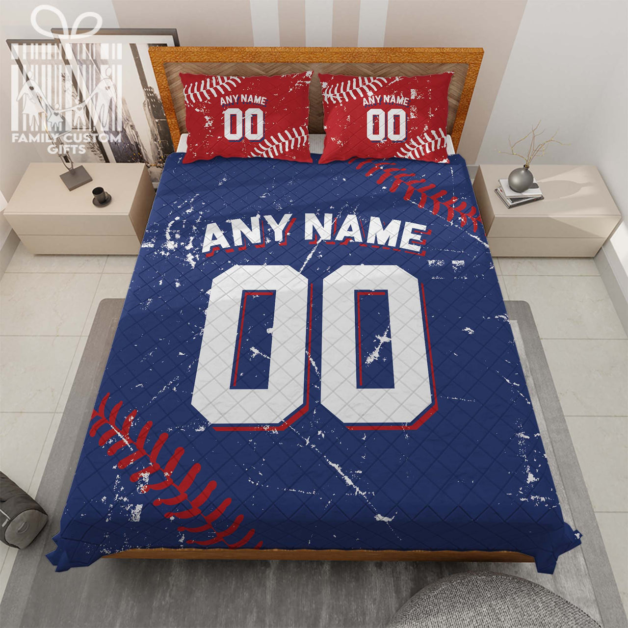 Custom Quilt Sets Texas Jersey Personalized Baseball Premium Quilt Bedding for Men Women