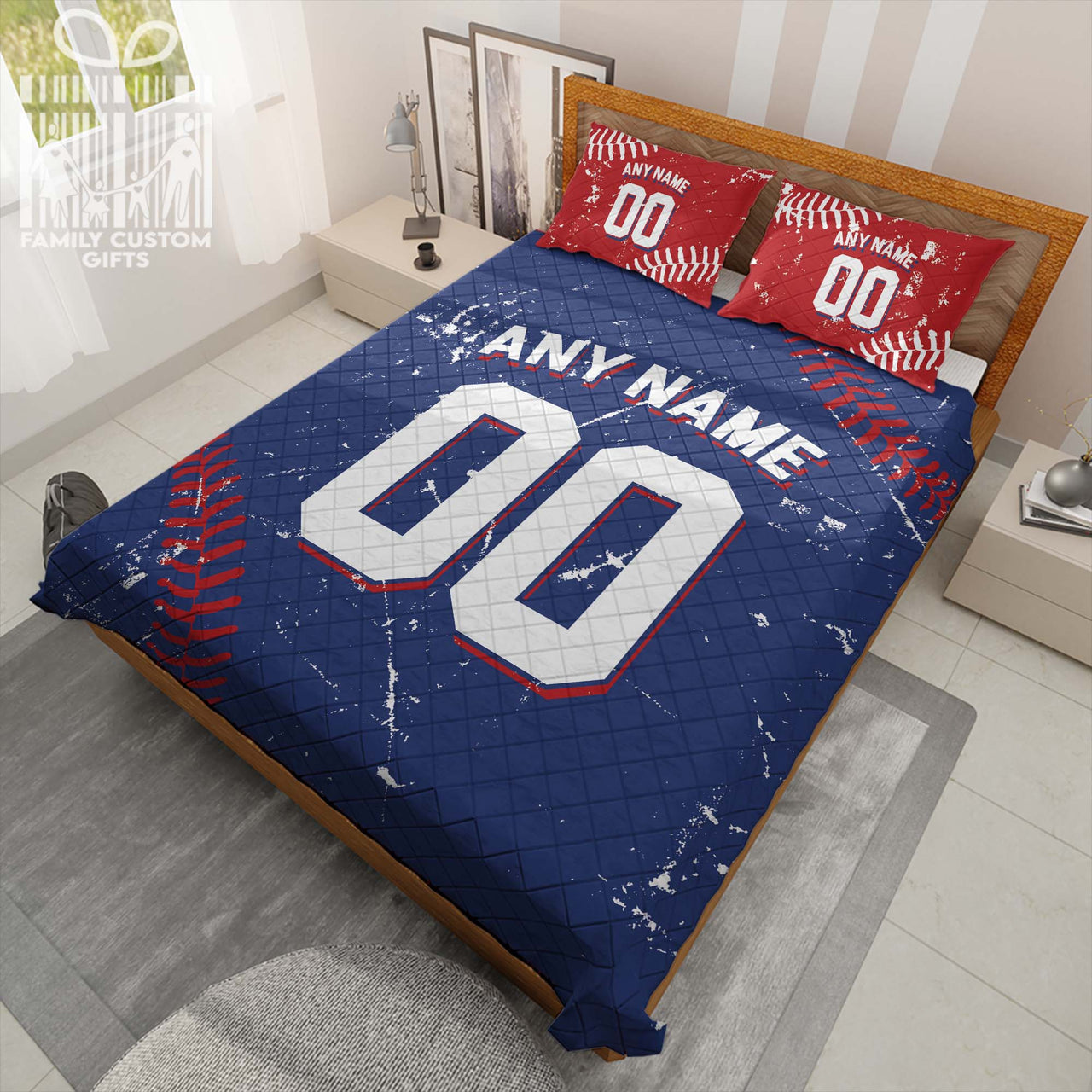 Custom Quilt Sets Texas Jersey Personalized Baseball Premium Quilt Bedding for Men Women