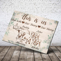 Thumbnail for Personalized Family Gifts - This Is Us Our Life Our Story Our Home Elephant Custom Canvas Art - Anniversary Gift