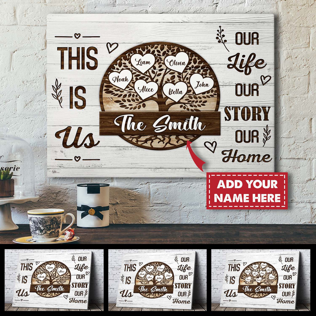Personalized Family Signs Gifts - This Is Us Our Life Our Story Our Home Canvas Print Wall Art - Anniversary Gift