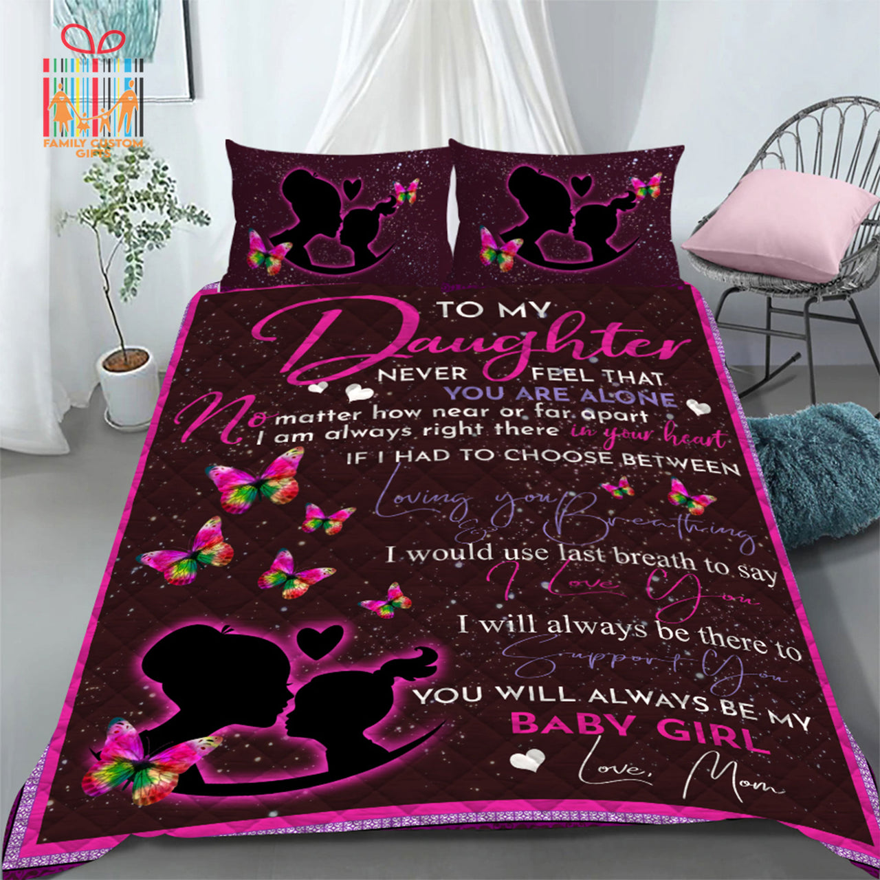 Comforter To My Daughter from Mom 1 Custom Bedding Set for Kids Teens Adult Personalized Premium Bed Set