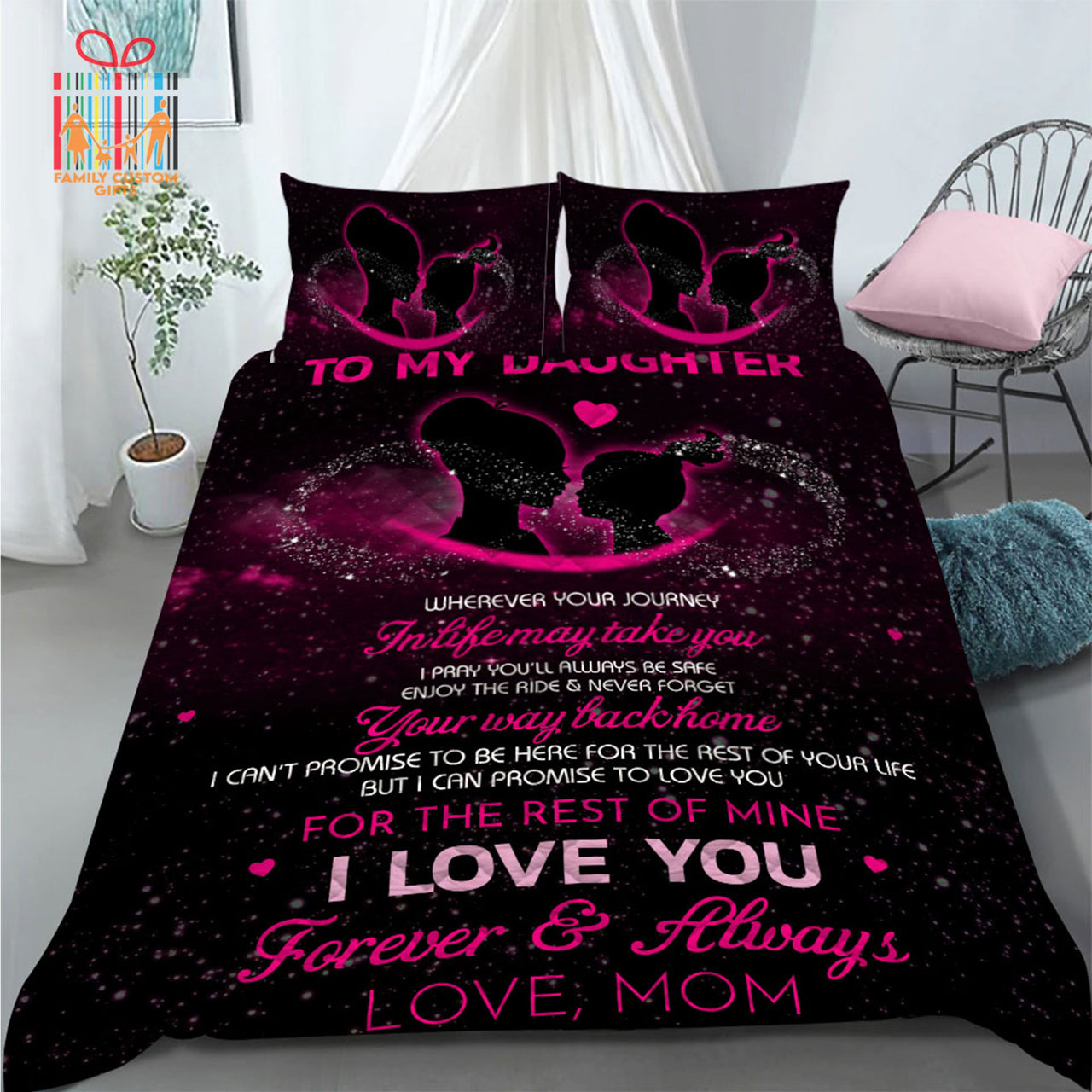 Comforter To My Daughter from Mom Custom Bedding Set for Kids Teens Adult Personalized Premium Bed Set