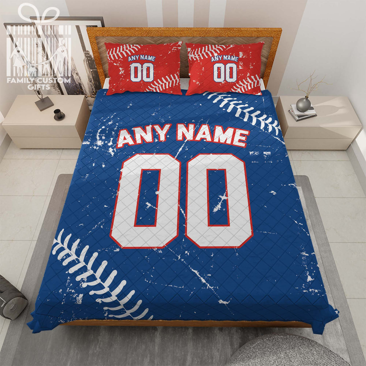 Custom Quilt Sets Toronto Jersey Personalized Baseball Premium Quilt Bedding for Men Women