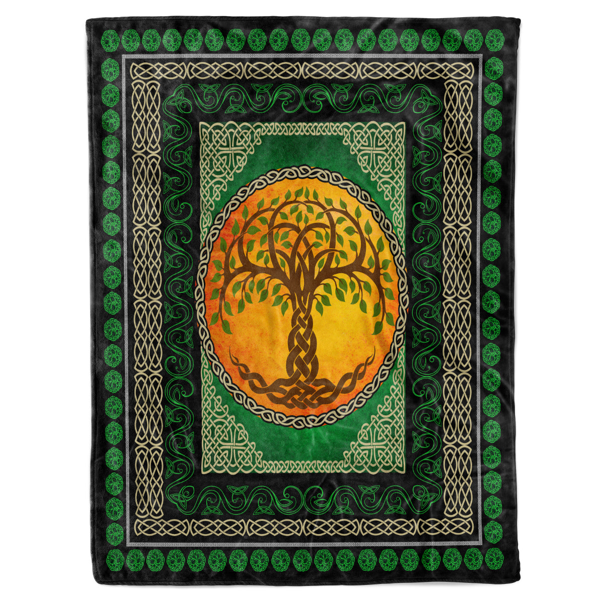 Tree of Life Irish Celtic Trinity Knot Fleece Sherpa Blanket