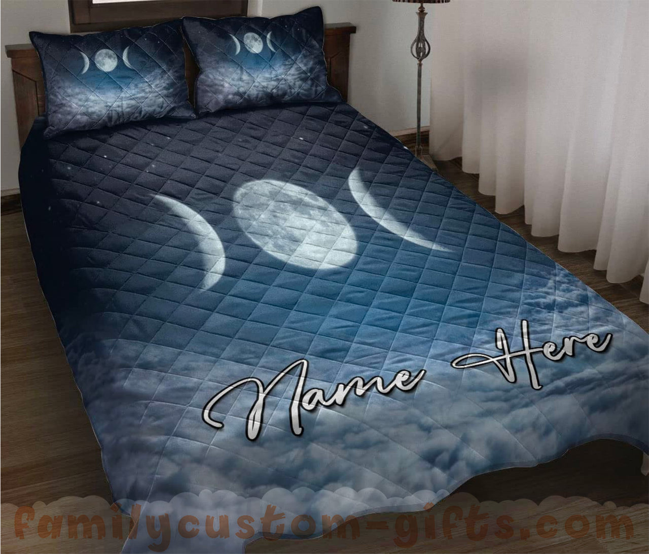 Custom Quilt Sets Triple Moon Symbol Pagan Wiccan Premium Quilt Bedding for Boys Girls Men Women