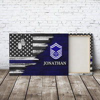 Thumbnail for Personalized Custom Name United States Air Officer Insignia Rank Military Soldier American Flag Canvas