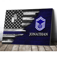 Thumbnail for Personalized Custom Name United States Air Officer Insignia Rank Military Soldier American Flag Canvas