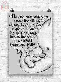 Thumbnail for Custom Poster Prints Baby Elephant No One Else Will Ever Know the Strength of My Love Wall Art - Premium Poster