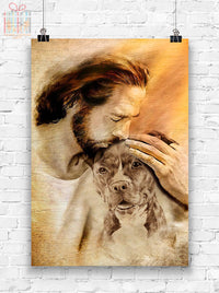 Thumbnail for Custom Poster Prints Jesus Christ and Pitbull Religious and Spiritual Wall Art - Premium Poster