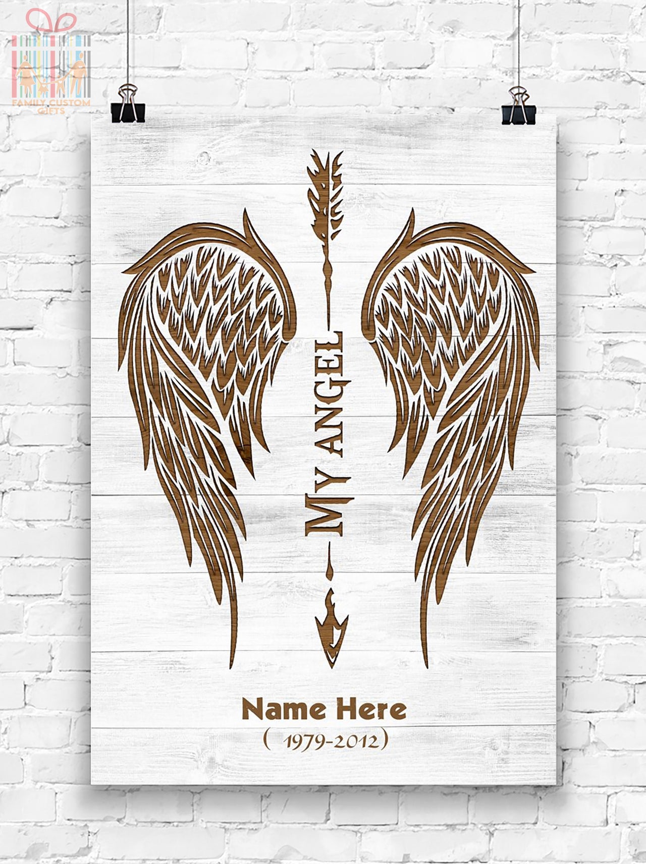 Custom Poster Prints Angel Wing Memorial Wing Personalized Wall Art for Men Women - Premium Poster
