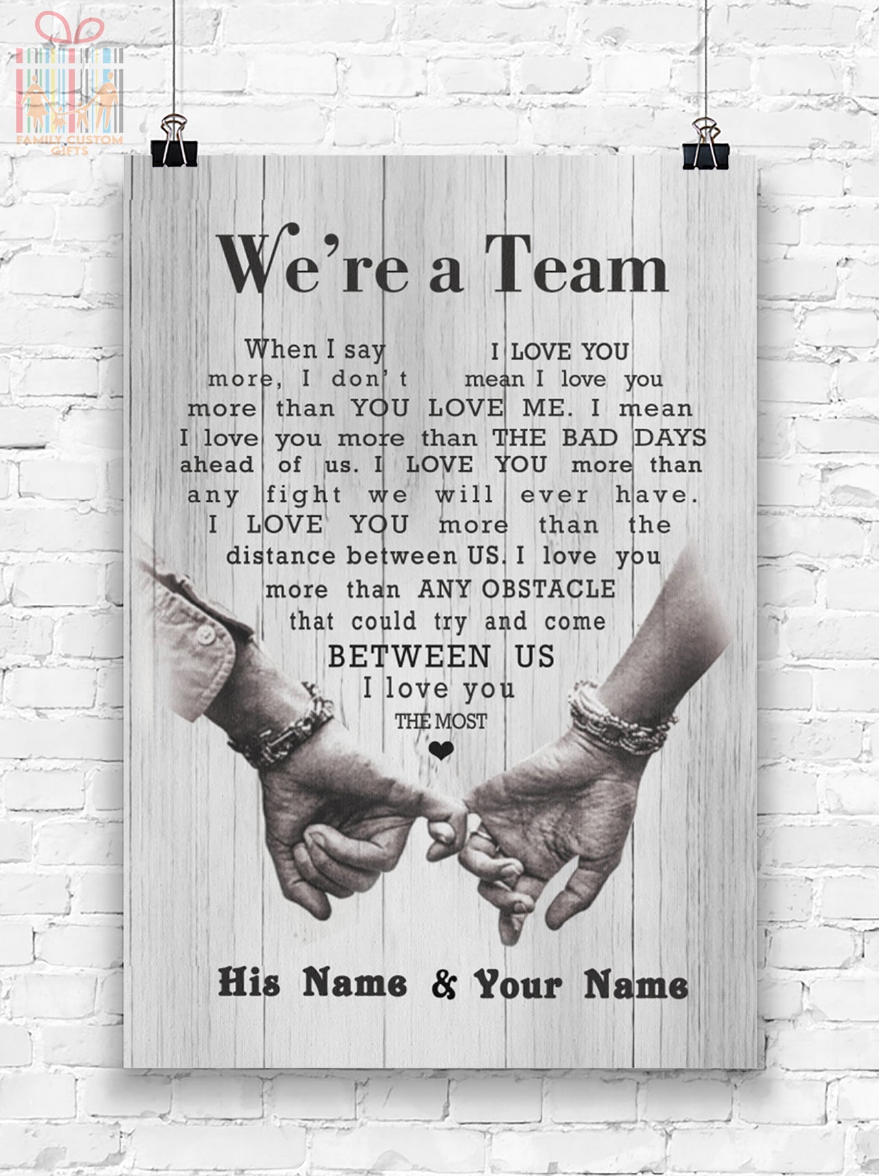 Custom Poster Prints We’re A Team I Love You The Most Personalized Wall Art for Couple - Premium Poster