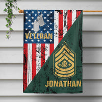 Thumbnail for Personalized Custom Name Veteran Rank US Military Soldier Thin Green Line American Flag Garden House Flag Yard Lawn Sign