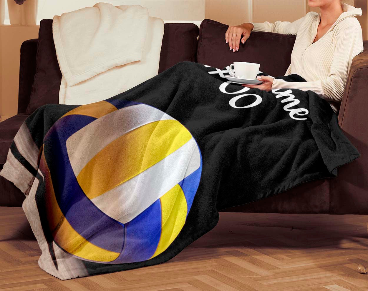 Personalized Custom Name Number 3D Volleyball Fleece Sherpa Blanket Bed Throw Size Tapestry Wall Hanging