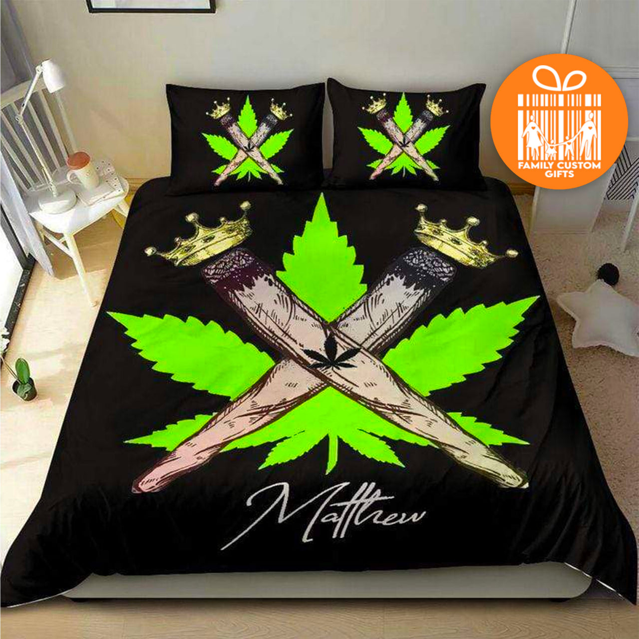 Comforter Marijuana Weed Leaf Custom Bedding Set for Kids Teens Adult Personalized Premium Bed Set