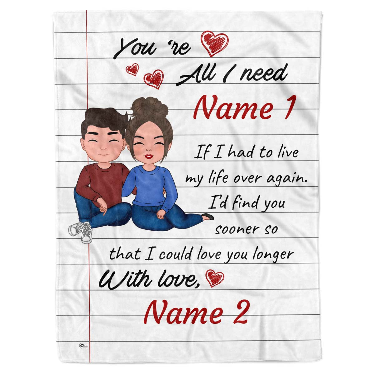 Custom Blanket You Are All I Need Love Letter Blanket Gift For Couple Man Woman Wife Husband Valentine day