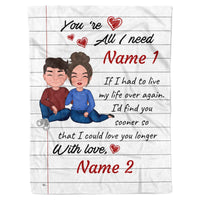 Thumbnail for Custom Blanket You Are All I Need Love Letter Blanket Gift For Couple Man Woman Wife Husband Valentine day