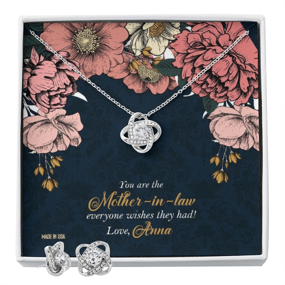 Custom Happy Mothers Day 14k White Gold Interlocking Heart Pendant Necklace Jewelry Gifts For Mom Wife Grandma Auntie