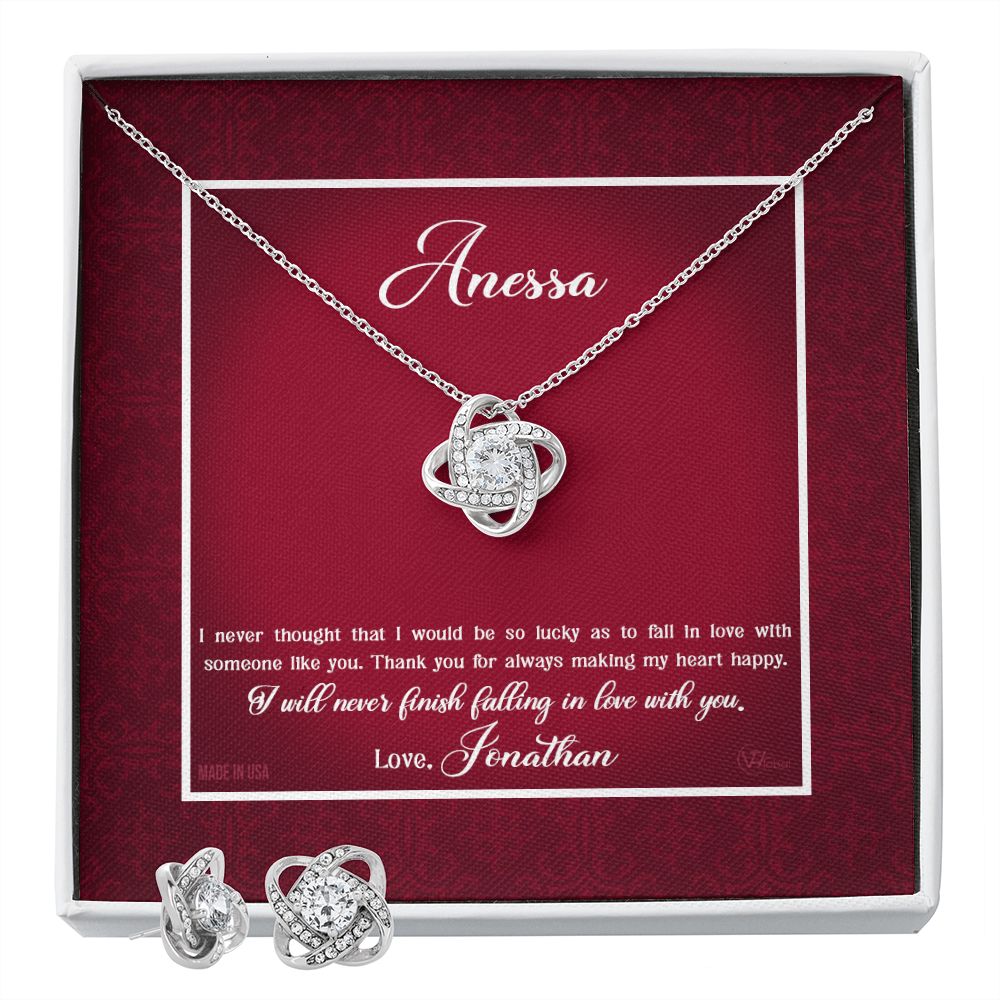 Custom Name Valentine's Day Necklace for Girlfriend 14k White Gold Pendant Chain Necklace Jewelry with Message Card Gift Box for Girlfriend Wife Fiancee Woman Girl