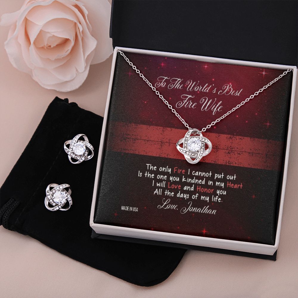 Custom Name To My Fireman Wife 14k White Gold Pendant Chain Necklace Jewelry with Message Card Gift for Wife Fiancee Woman Mother Day
