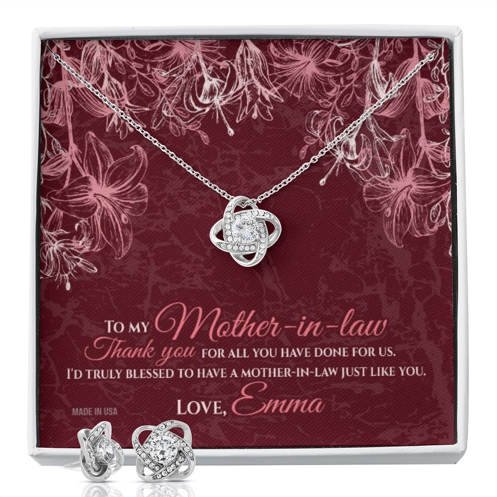 Custom To My Mother In Law 01 14k White Gold Interlocking Heart Pendant Necklace Jewelry Gifts For Mom Wife Grandma Auntie Mother Day