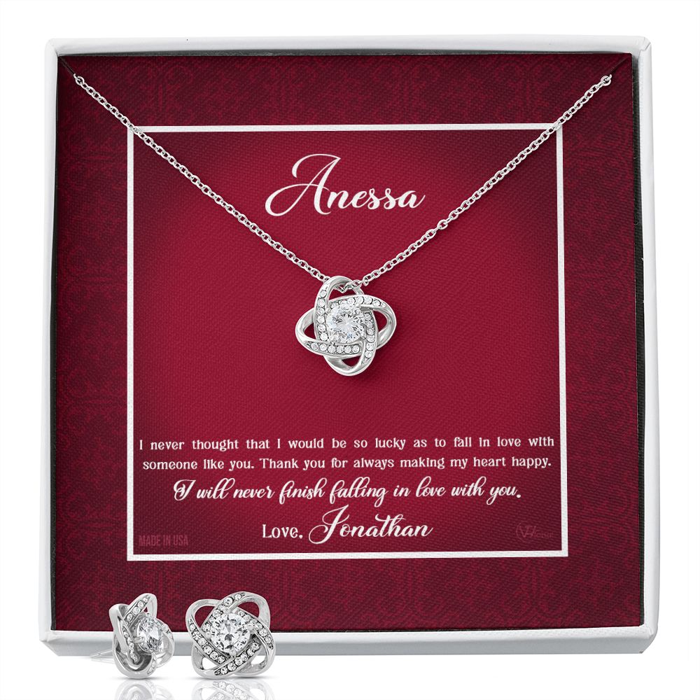 Custom Name Valentine's Day Necklace for Girlfriend 14k White Gold Pendant Chain Necklace Jewelry with Message Card Gift Box for Girlfriend Wife Fiancee Woman Girl