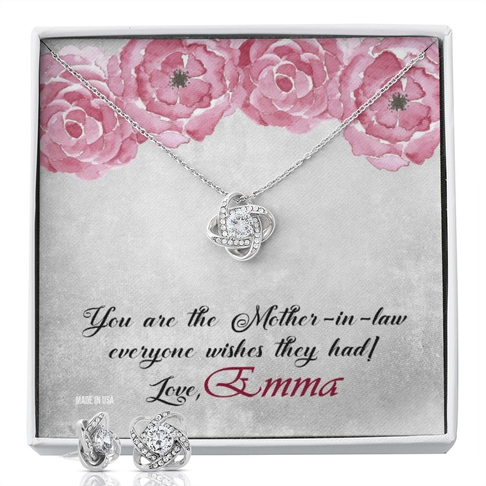 Custom You Are Mother In Law 14k White Gold Interlocking Heart Pendant Necklace Jewelry Gifts For Mom Wife Grandma Auntie Mother Day