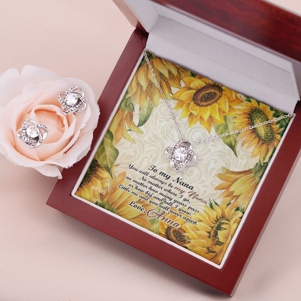 Custom Nana Sunflower Mothers Day Ideas 14k White Gold Interlocking Heart Pendant Necklace Jewelry Gifts For Mom Wife Grandma Auntie
