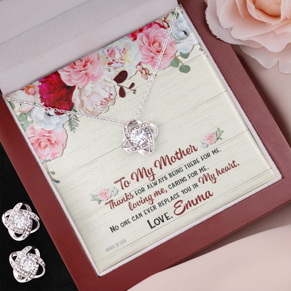 Custom No One Can Ever Replace You In My Heart Mothers Day Ideas 14k White Gold Interlocking Heart Pendant Necklace Jewelry Gifts For Mom Wife Grandma Auntie