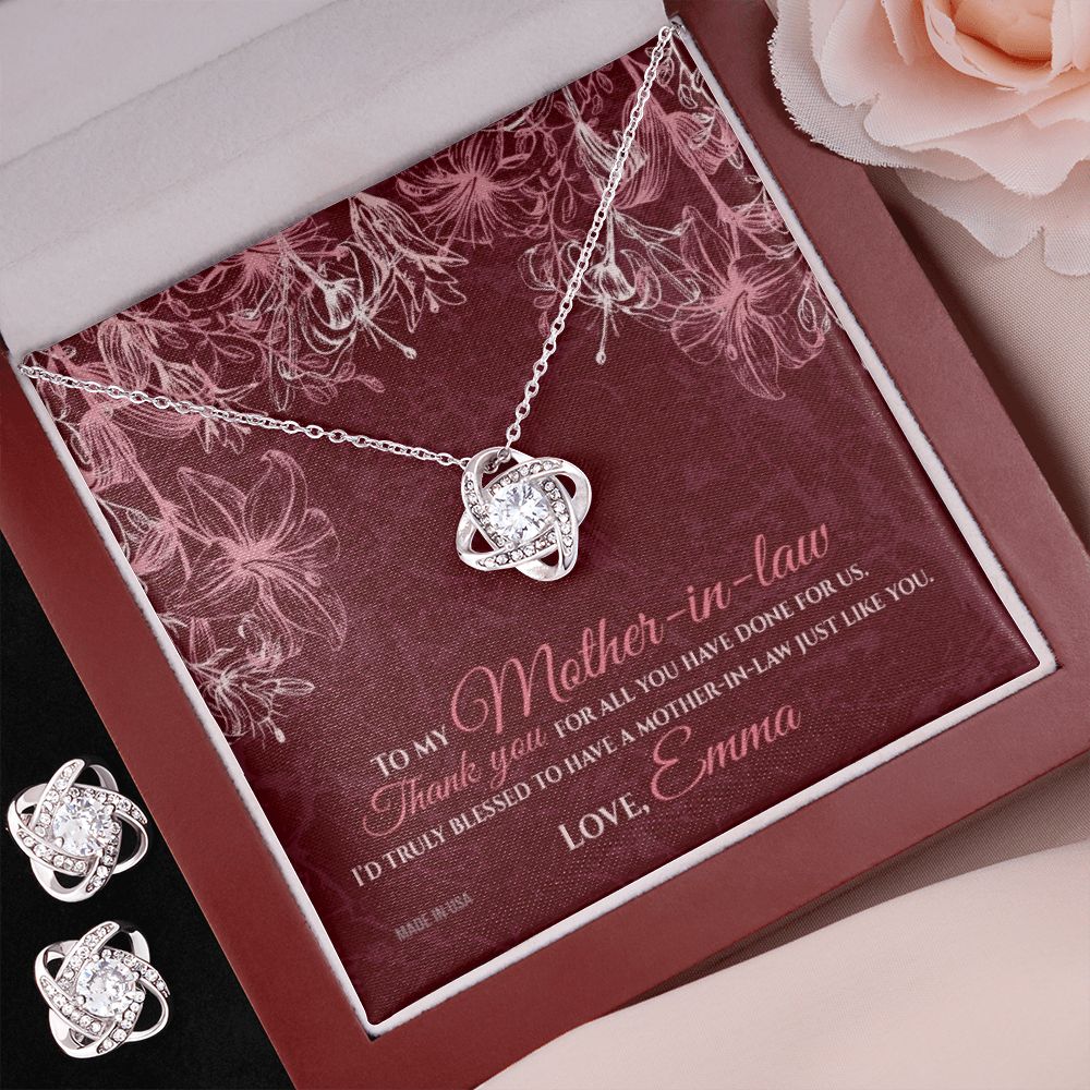 Custom To My Mother In Law 01 14k White Gold Interlocking Heart Pendant Necklace Jewelry Gifts For Mom Wife Grandma Auntie Mother Day