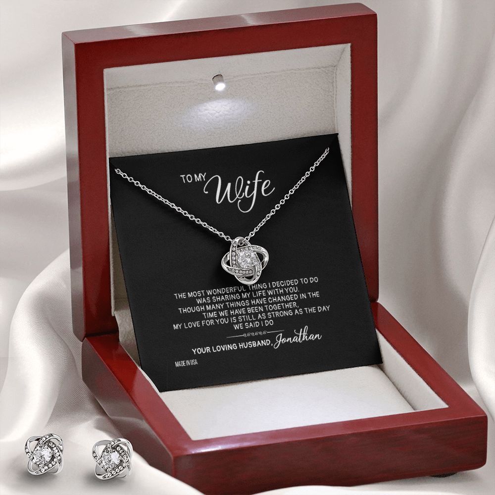 Custom Name To My Wonderful Wife 14k White Gold Pendant Chain Necklace Jewelry Gift for Girlfriend Wife Fiancee Woman Mother day