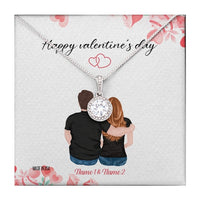 Thumbnail for Custom Valentine Couple 14k White Gold Interlocking Heart Pendant Necklace Jewelry Gifts For Girlfriend Wife Fiancee Woman Girl