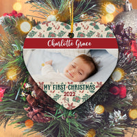 Thumbnail for Baby My First Christmas With Photo Personalized Christmas Premium Ceramic Ornaments Sets