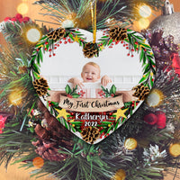Thumbnail for Baby's First 1st Christmas Photo Personalized Christmas Premium Ceramic Ornaments Sets