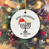 Thumbnail for Merry Chrismukkah Christmas Hannukah Personalized Christmas Premium Ceramic Ornaments Sets for Christmas Tree