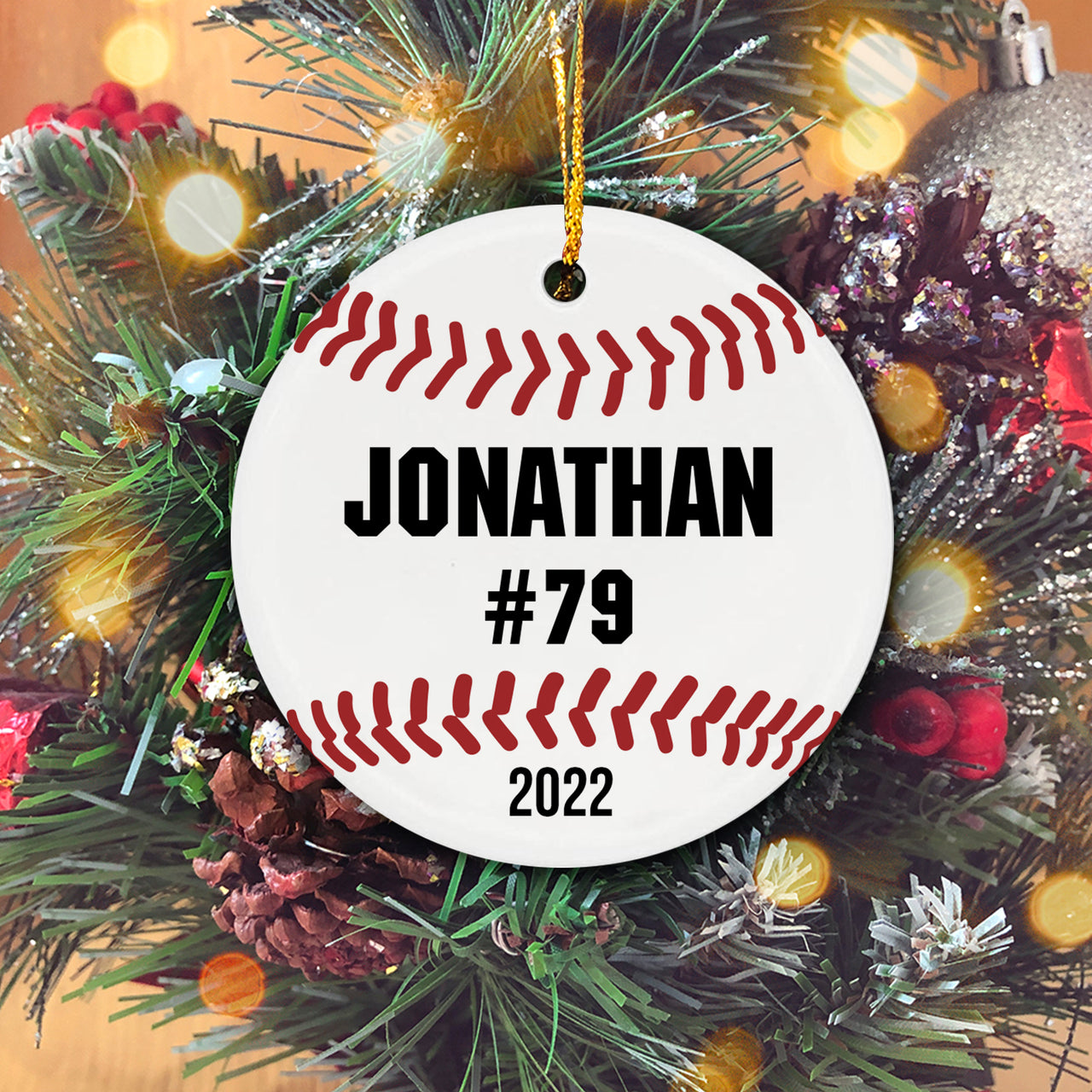 Products Baseball Sports Personalized Christmas Premium Ceramic Ornaments Sets for Christmas Tree